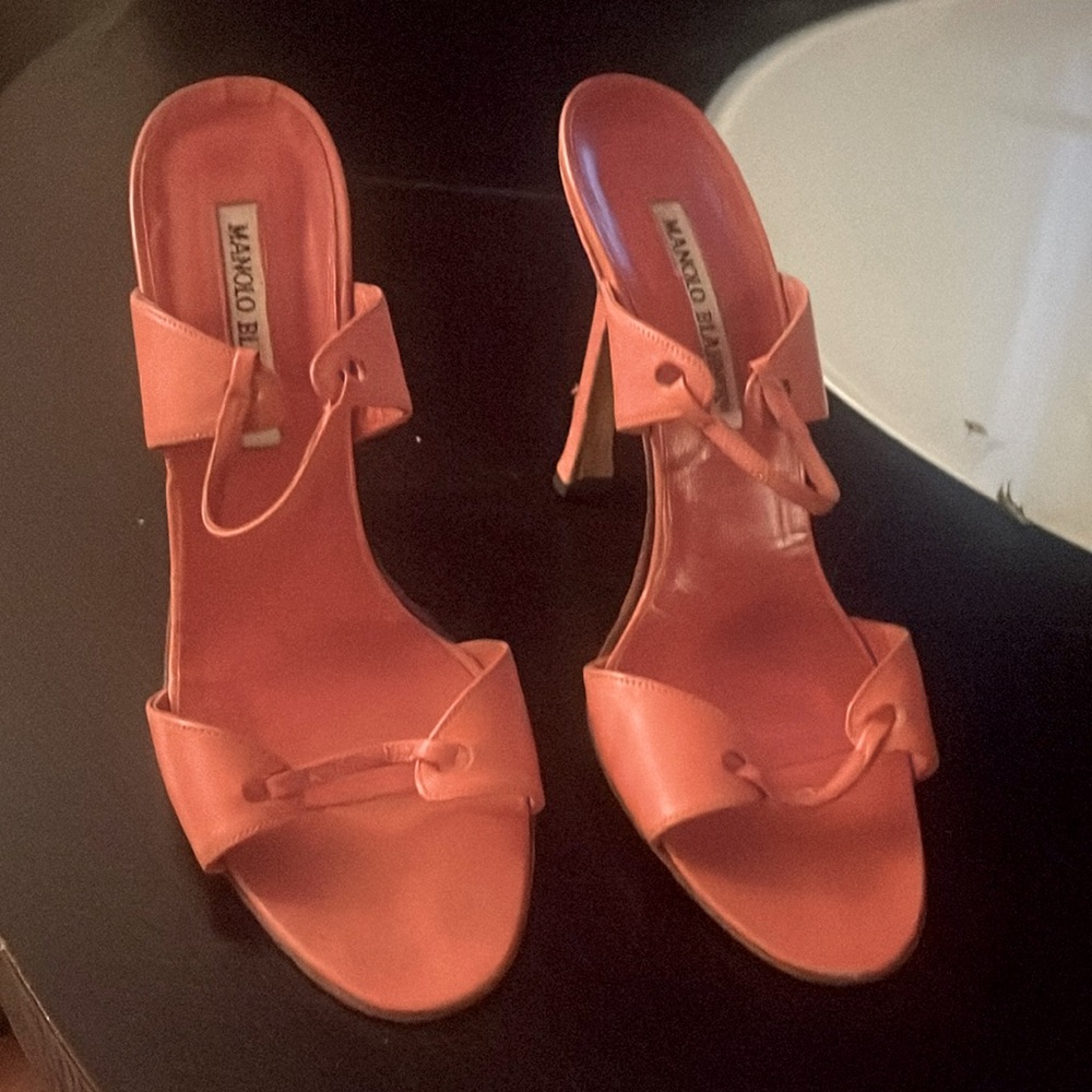 Manolo Blahnik sexy open back open toe 3 1/2”